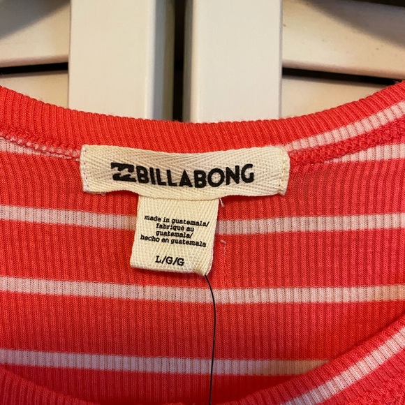 Billabong Juniors Coral with Cream Stripes Long Sleeve Mini Dress - L - Picture 7 of 9